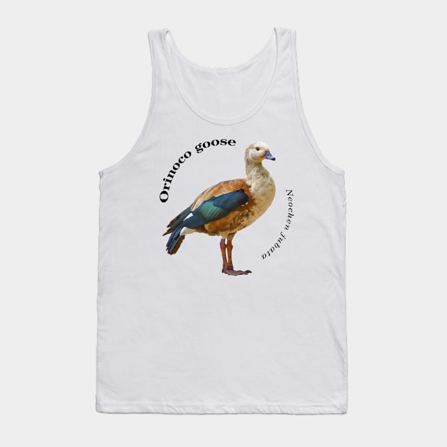 Orinoco goose tropical bird pin black text Tank Top by Ornamentum